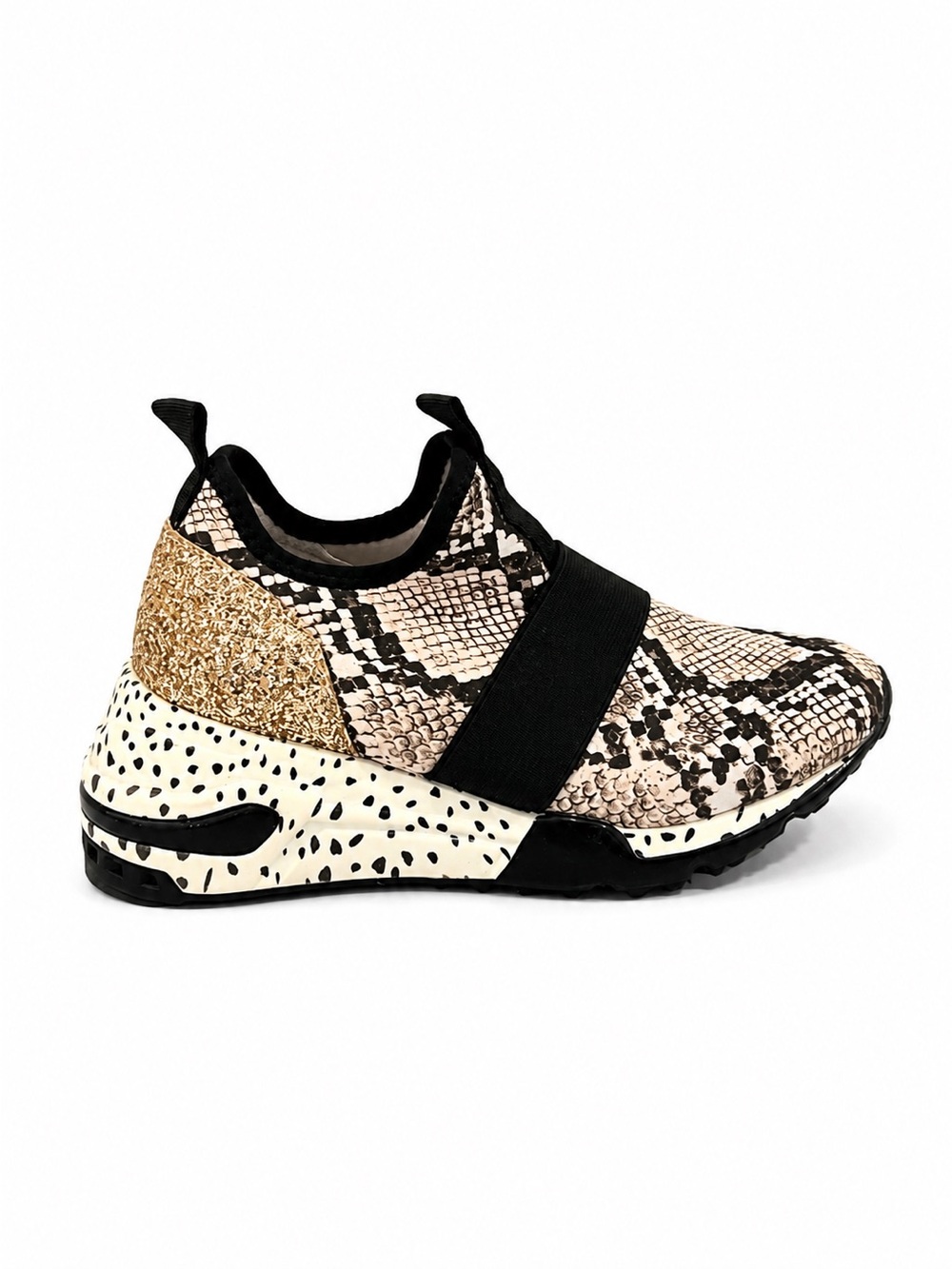 Steve Madden Multi Print Gold Sparkle Slip On Sneakers Women’s Size 5.5